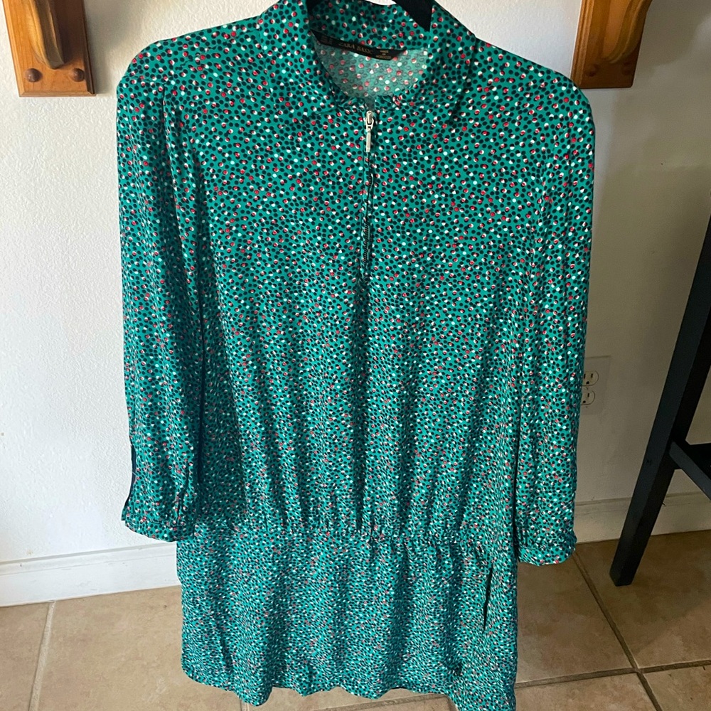 Zara basic tunic/shirt, short dress, Green, Size Medium